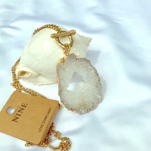Crystal geode agate necklace 21”